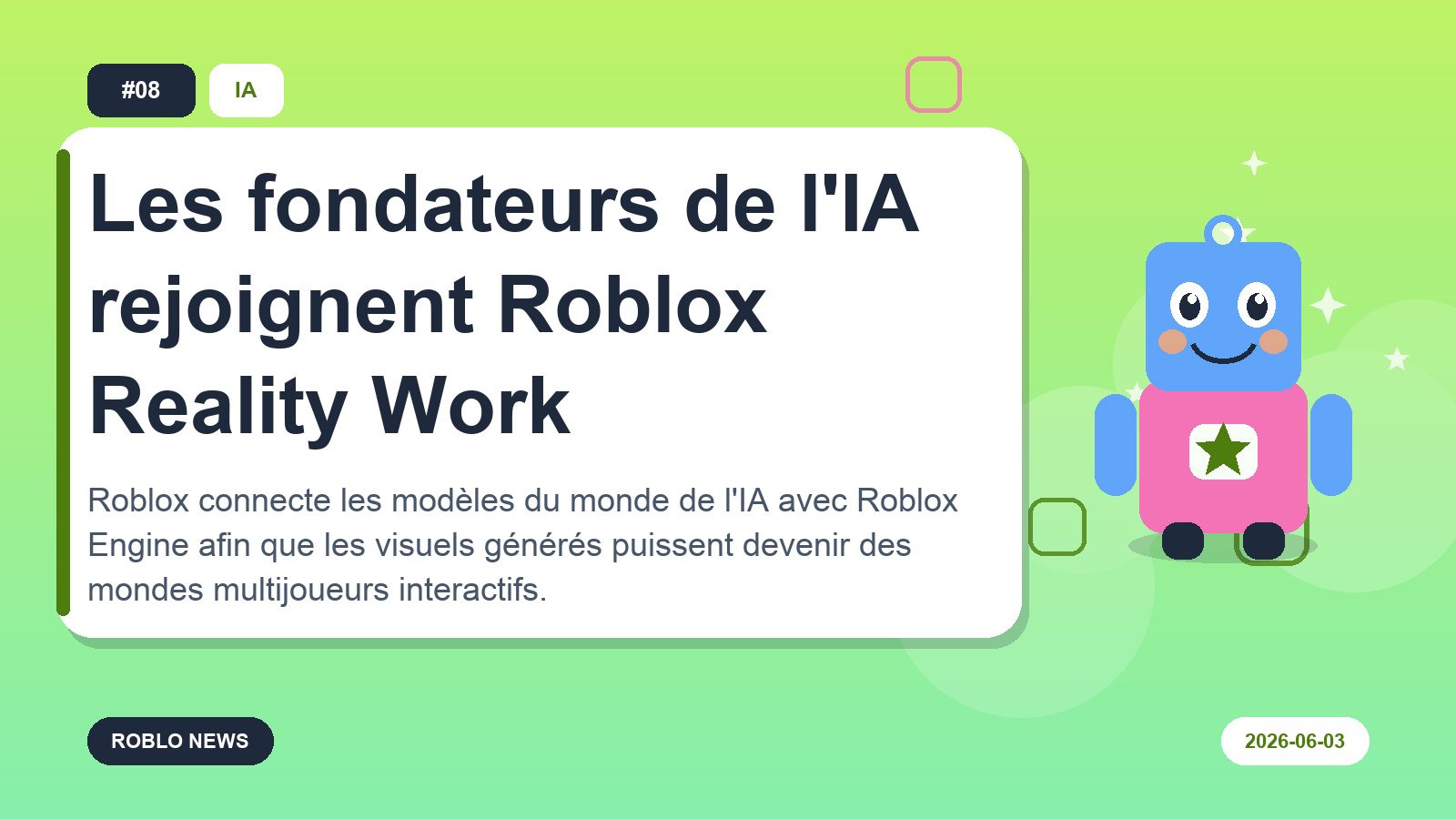 Les fondateurs de l'IA rejoignent Roblox Reality Work
