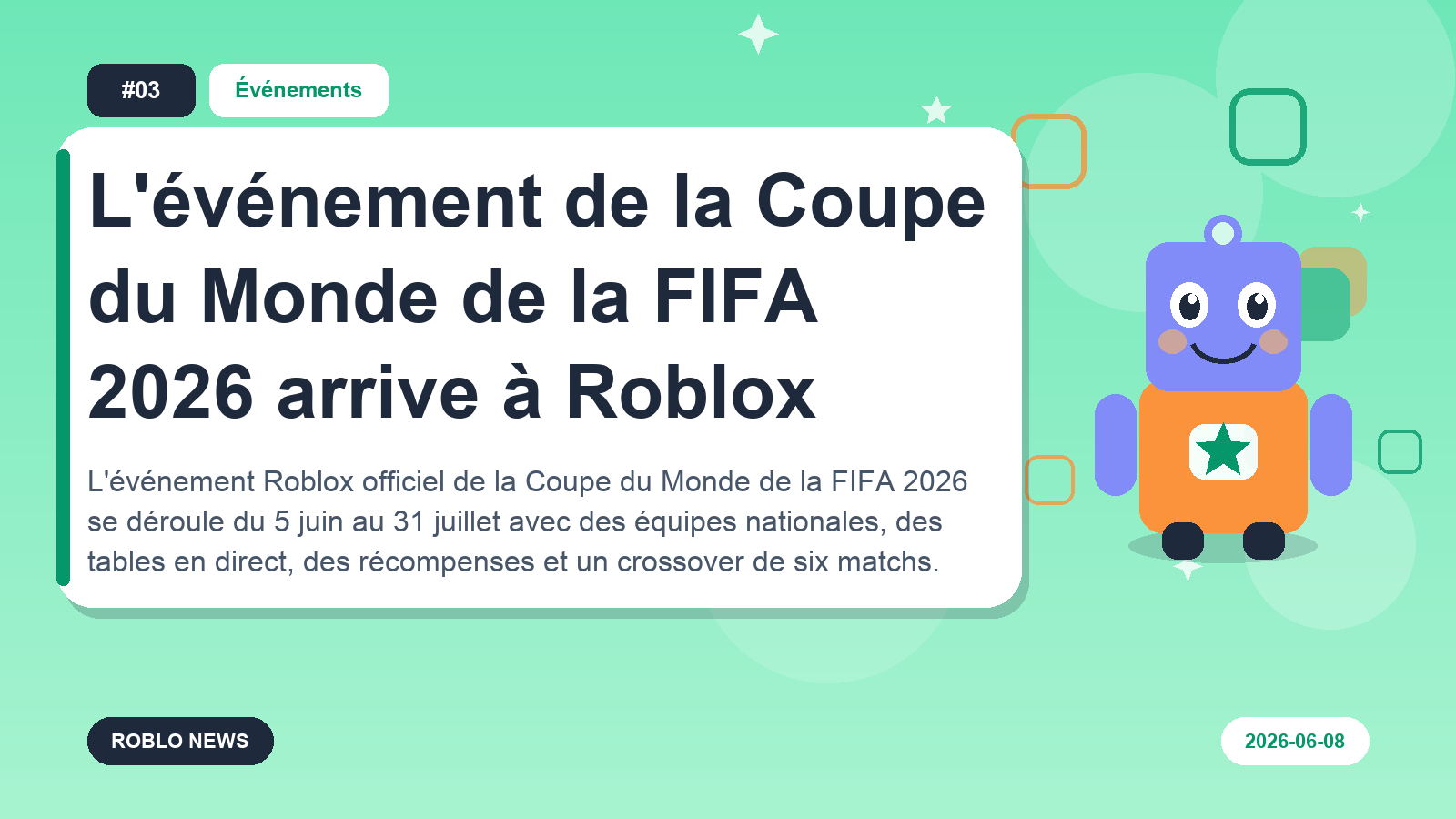 L'événement de la Coupe du Monde de la FIFA 2026 arrive à Roblox